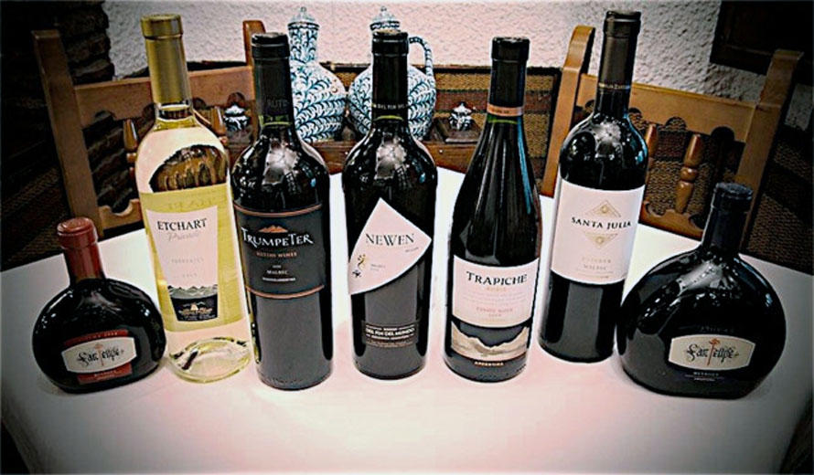 Selección de vinos argentinos de Restaurante Poncho's