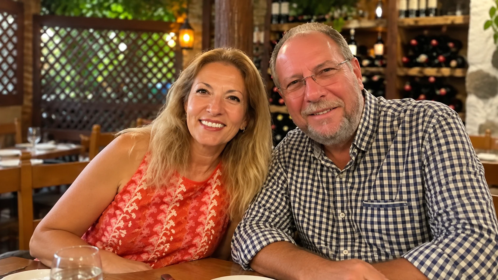 Couple enjoying dinner at Restaurante Poncho's in Fuengirola